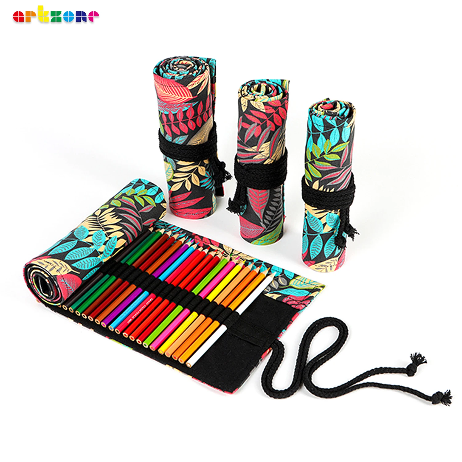 Case 36holes Canvas Wrap Roll Up Pencil Bag  Holder Storage 