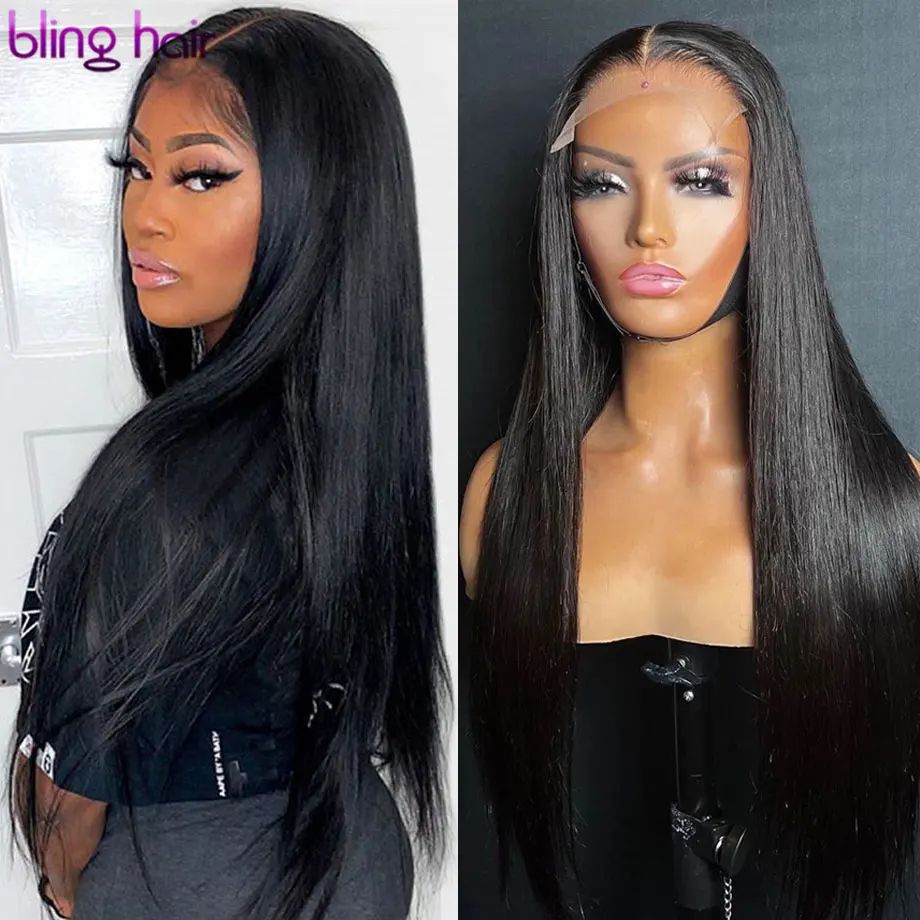

Brazilian Human Hair Wig Bone Straight 30 32inch HD Lace 4x4 5x5 6x6 7x7 Closure Wigs For Women Free Gifts Shipping bling hair