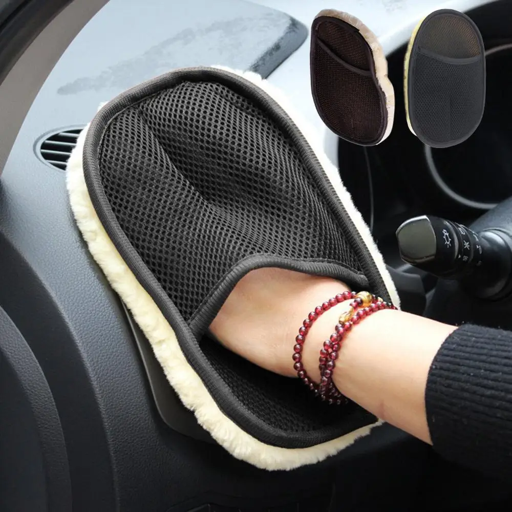 

Car Styling 15*24cm Automotive Car Cleaning Car Brush Cleaner Wool Soft Car Washing Gloves Cleaning Brush Motorcycle Washer Care