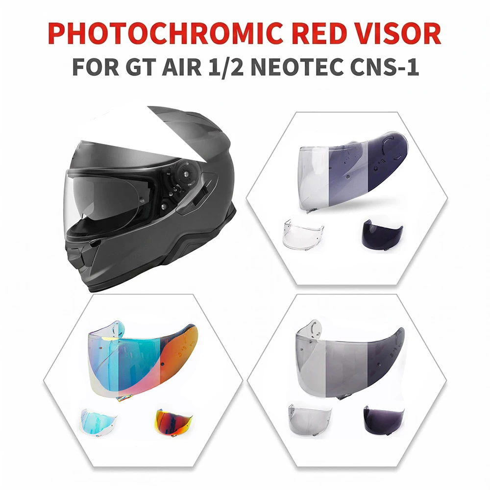 Фото Фотохромный темно-чайный и красный визор для шлема Shoei GT AIR 1/2 Neotec CNS-1 GT-Air №1