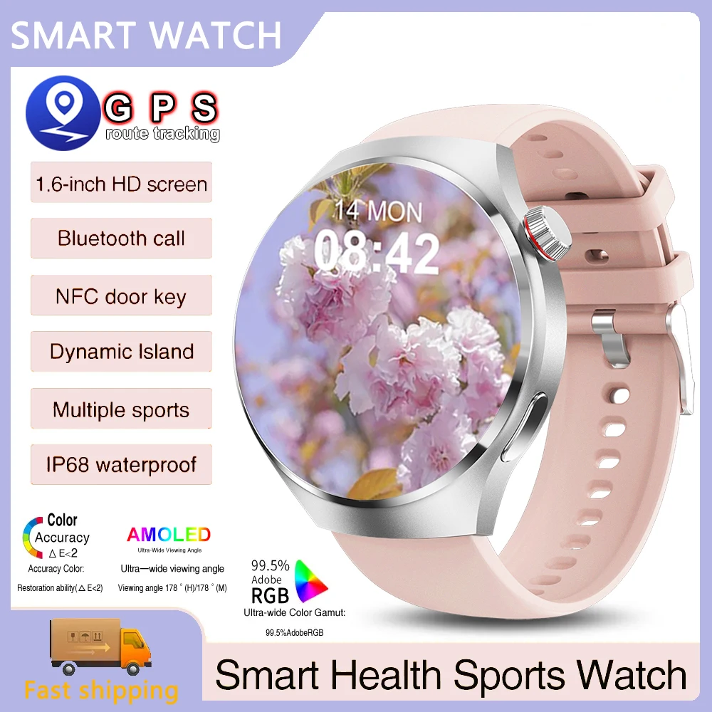 

2023 New NFC Smart Watch Men's HD Full Screen Touch BT Call GPS Tracker IP68 Waterproof Smartwatch For Xiaomi Huawei Watch 4 Pro
