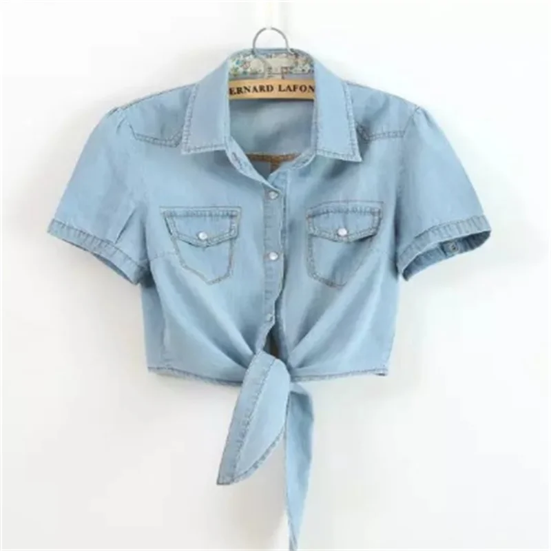 Lacing knotted Mid-sleeve Shawl Denim Women  Korean Version Ladies Short Jacket Thin Wholesale images - 6