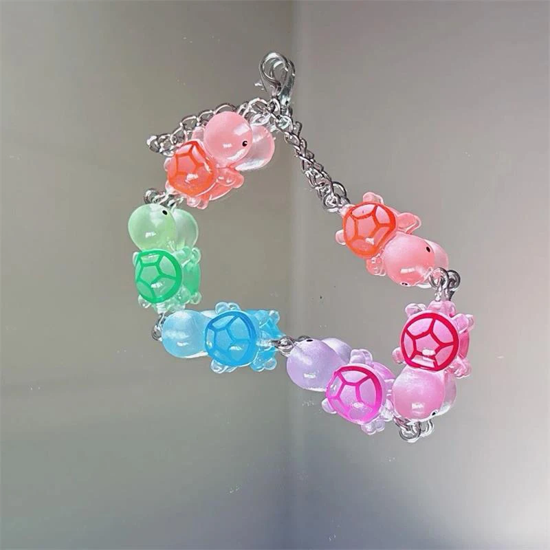 Мультяшный забавный светящийся браслет в виде черепахи многоцветный темноте