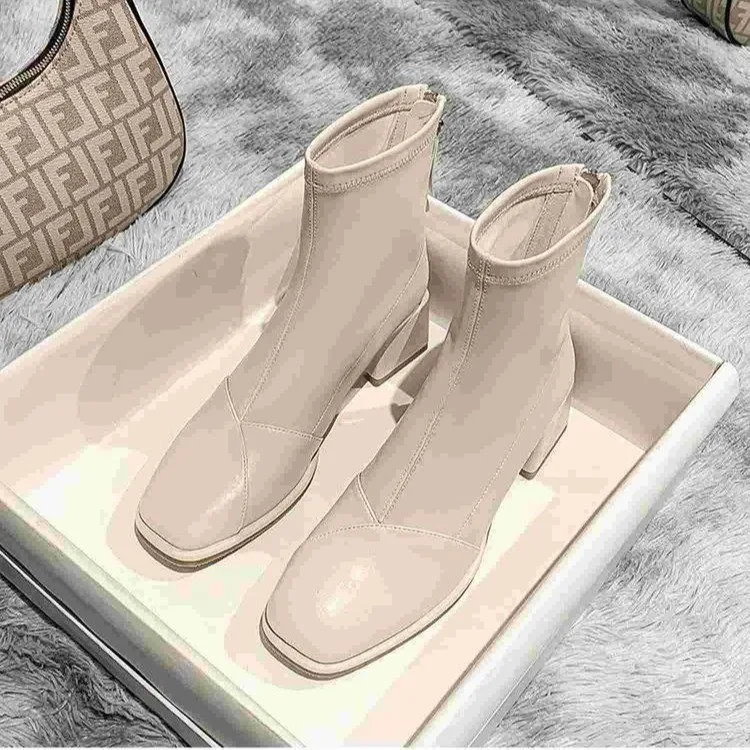 

Женские ботильоны на платформе и квадратном каблуке, с круглым носком