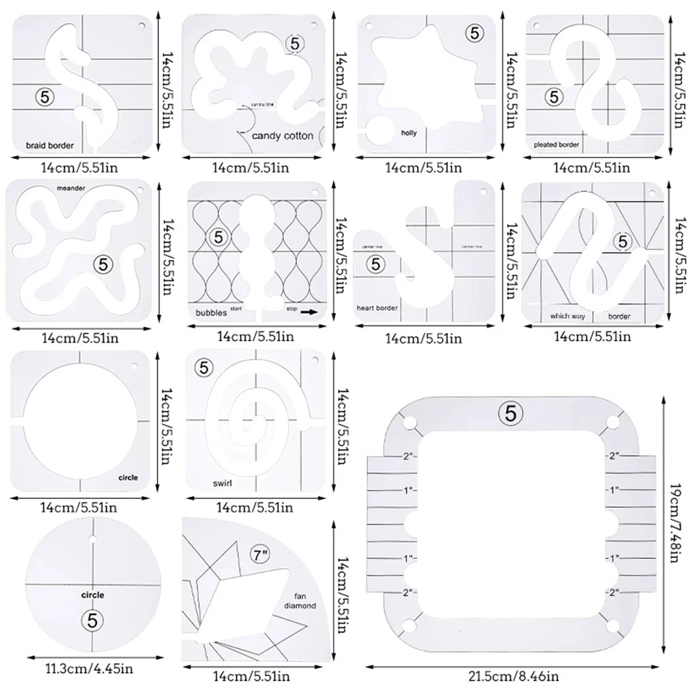 

1 шт., акриловая линейка для шитья, 13 видов