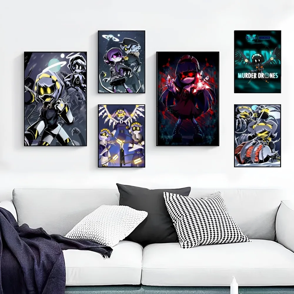 Murder Drones Movie Classic Vintage Posters Decoracion Painting Wall Art White Kraft Paper Kawaii Room Decor