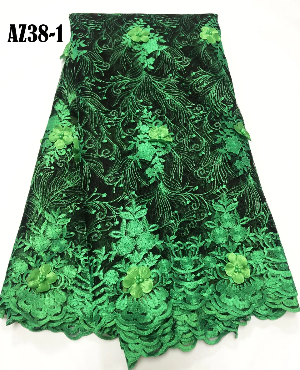 

Top sale french 3D flower lace embroidered fabric wholesale beaded African 3D tulle lace fabric for wedding bridal dress Z124