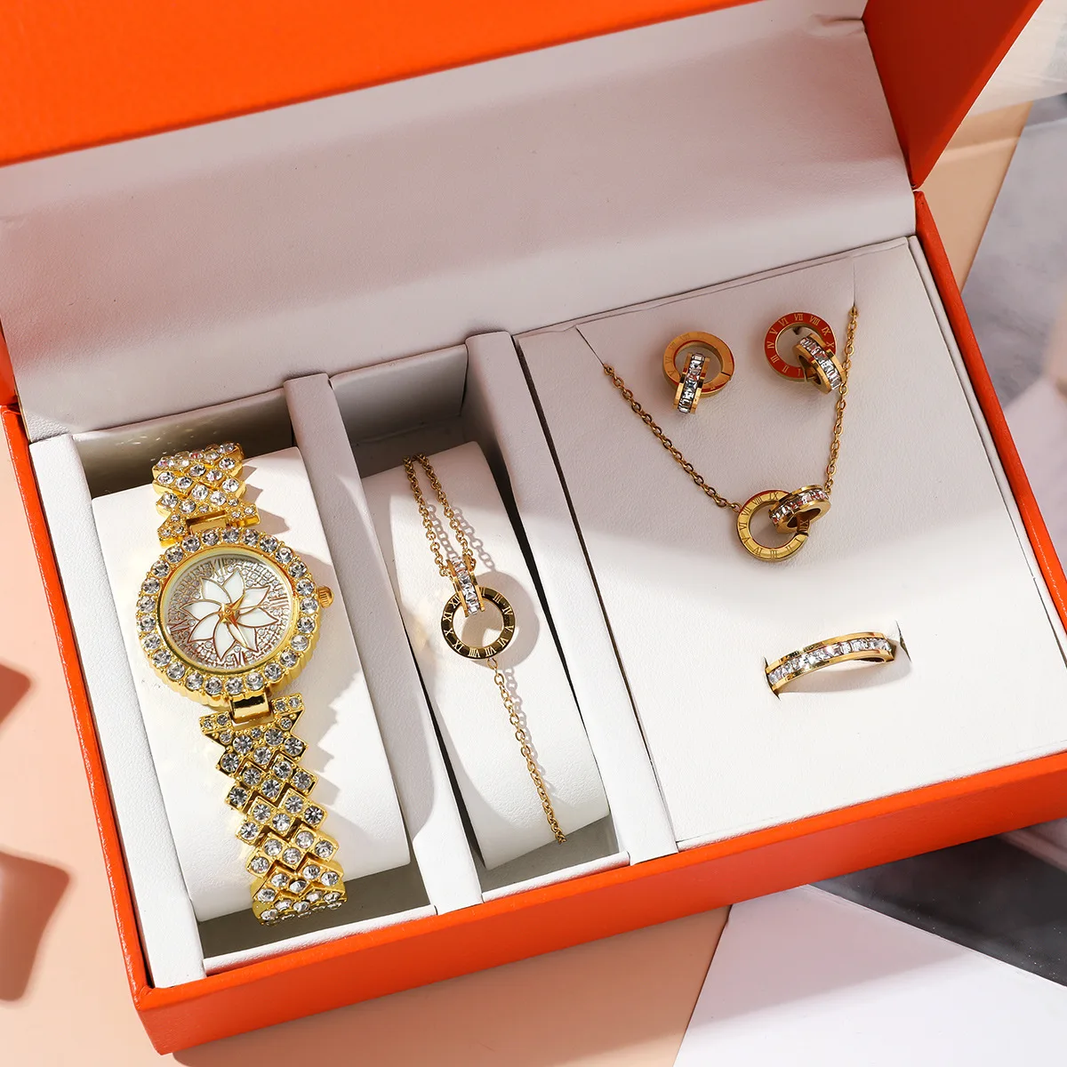 5PCS High end Fashion Women's Full CZ Watch Gift Jewelry Set Commemorative Festivals Gift Gifts Best Choice