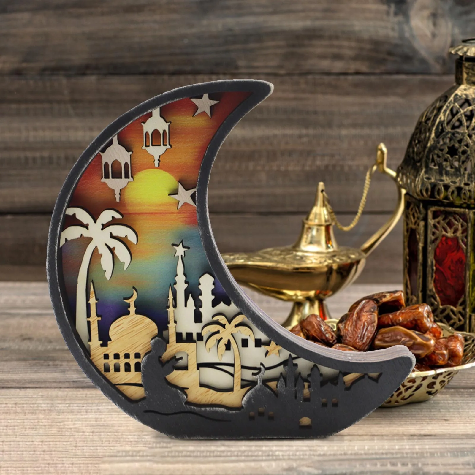 

2022 New 1Pcs Muslim Ramadan Eid Home Decoration Party Festive Table Decorations Moon Ornament
