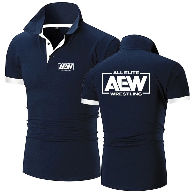 2024 Summer Men's All Elite AEW Wrestling AEW Logo Print High-Quality Cotton Lapel Collar Design Popular Solid Color Polo Shirts (art.: 3920caa499650) - 3920caa499650