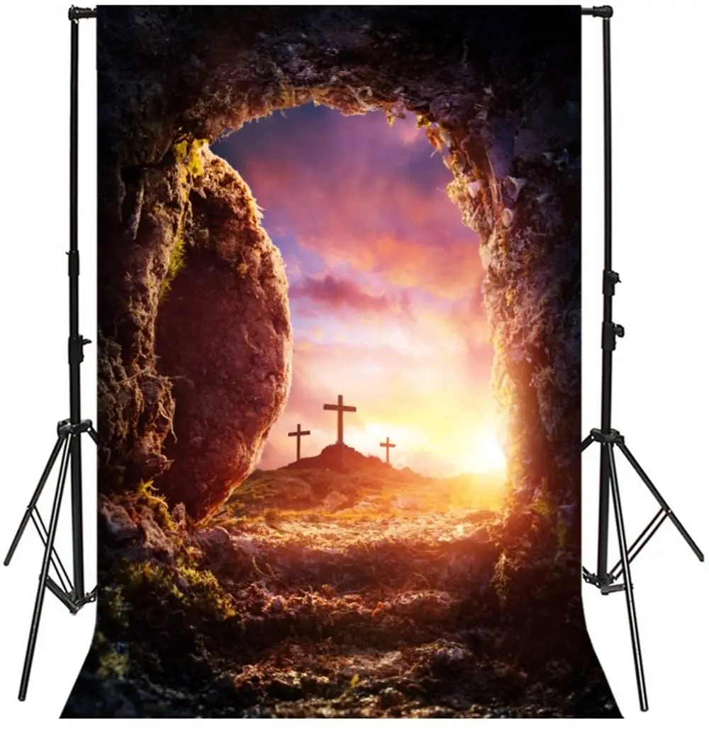 

Crucifixion Resurrection Of Jesus Christ Photography Backdrop Salvation Cross Background Tomb Cave Sunrise Glimmers Hope Photo