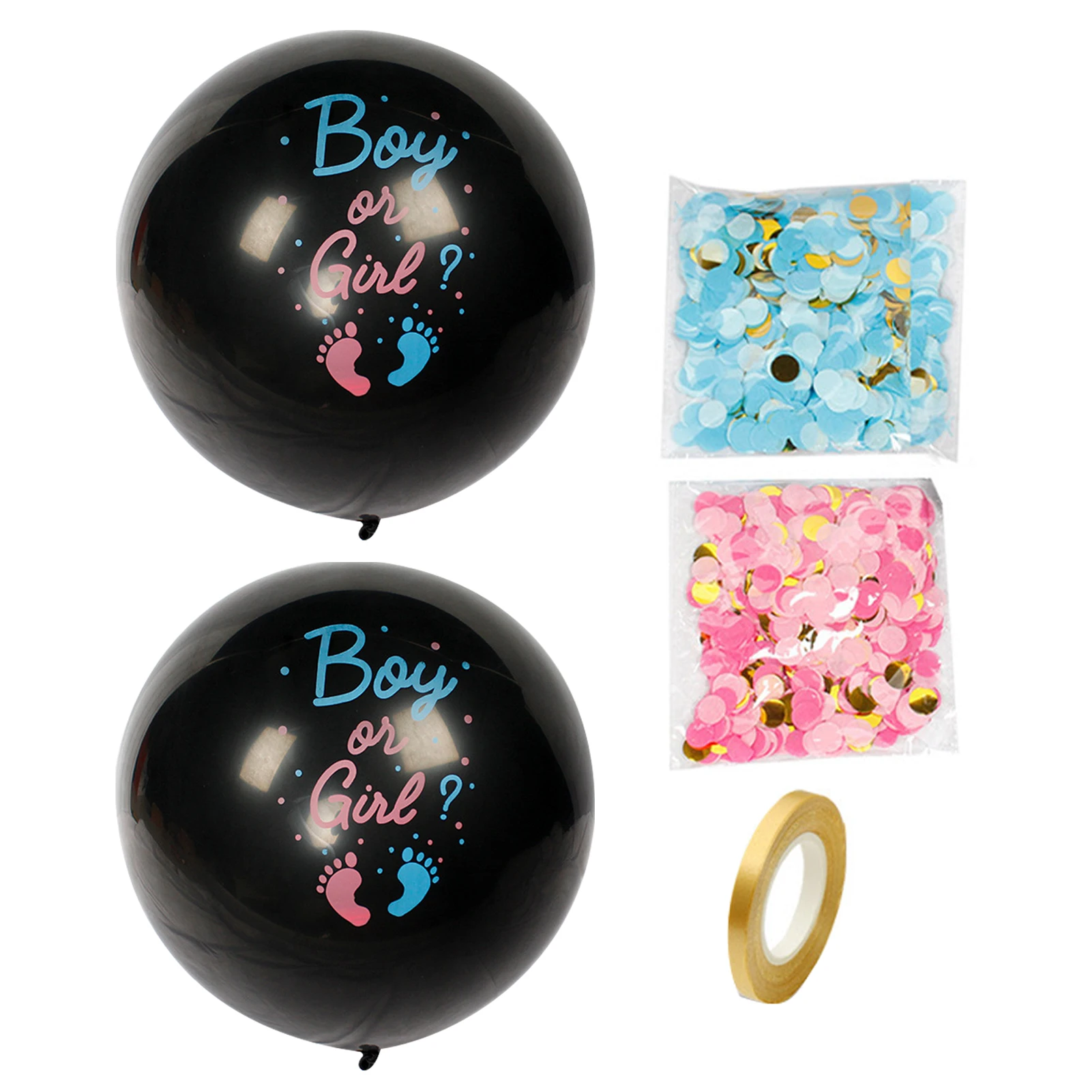 

2pcs 36inch Party Decor Round Pink Blue Confetti Boy Or Girl Gift Gender Reveal Balloon DIY Latex With Ribbon Black Atmosphere