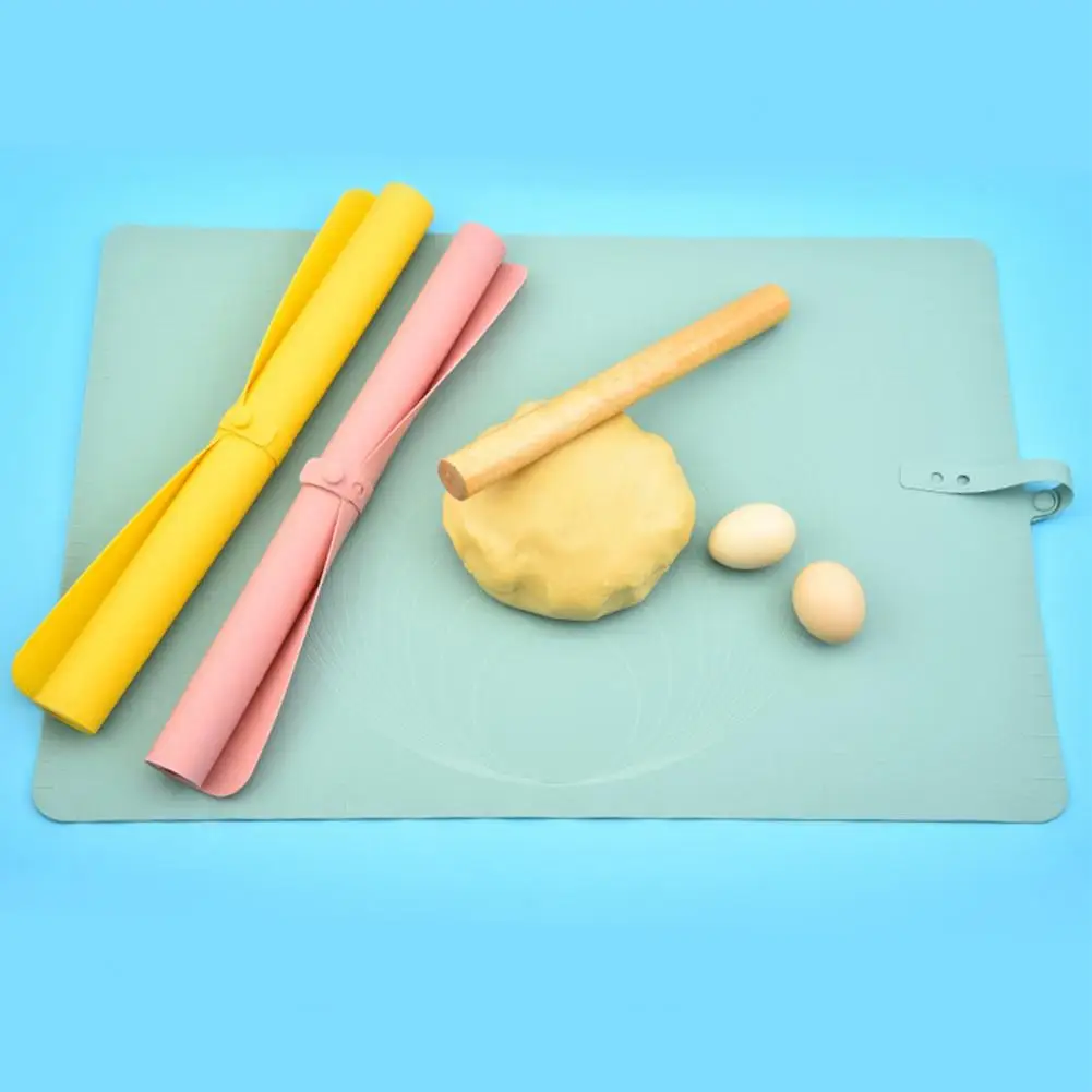 

Foldable Food Grade Silicone Kneading Pad with Buckle Roll Up Receive Dough Rolling Mat Kitchen Tools Innovative Pastry Boards