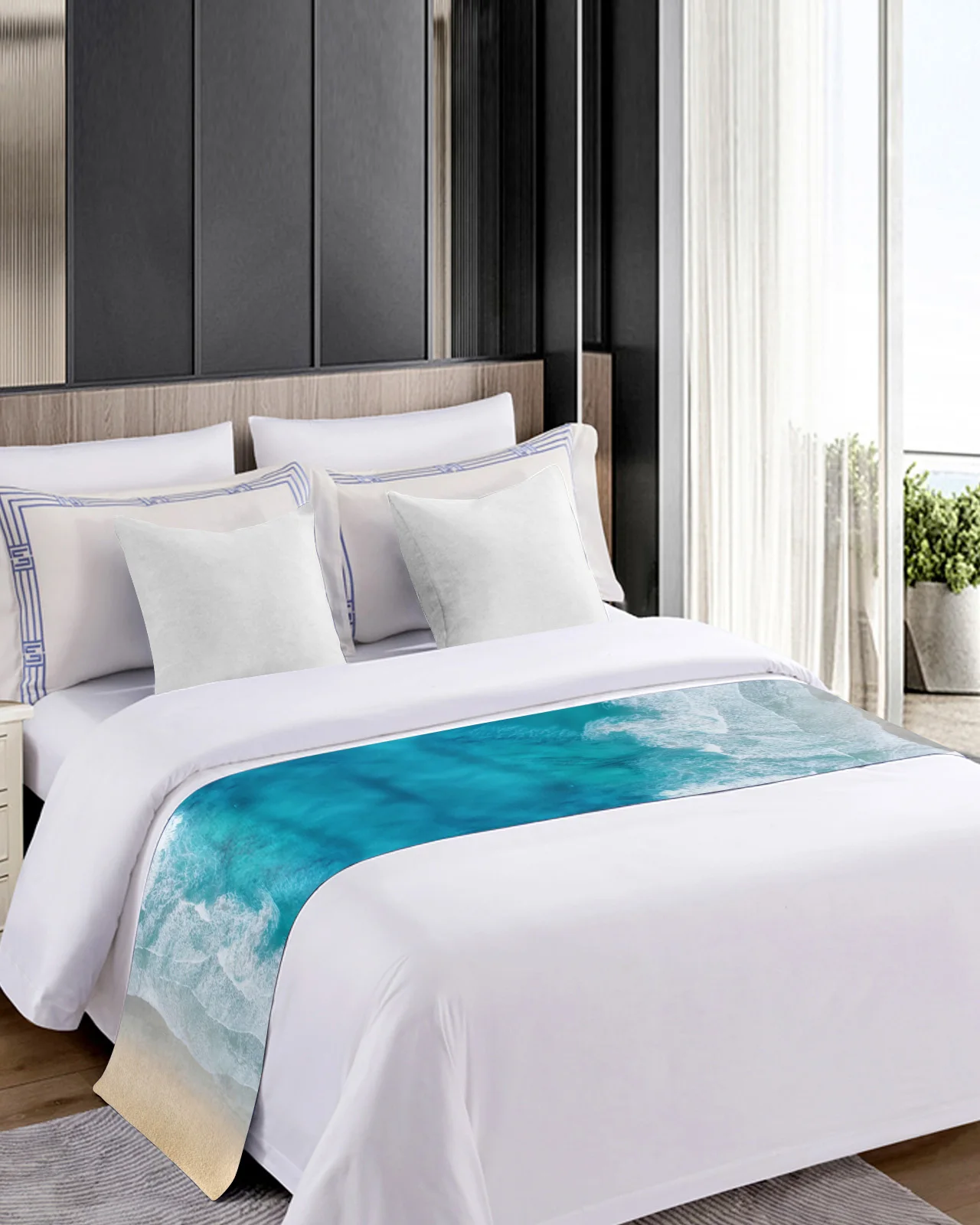 Мягкое пляжное полотенце для кровати с постепенными волнами