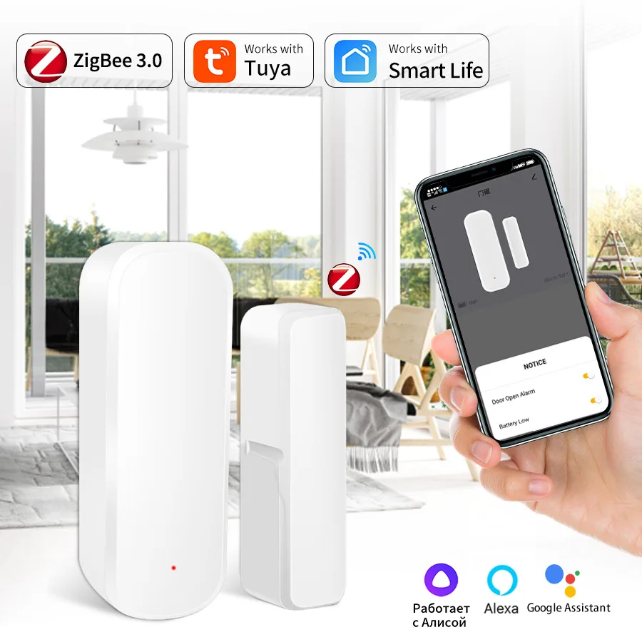 

Дверные и оконные магнитные датчики Tuya Zigbee, беспроводные детекторы для умного дома, магнитная Автоматизация дверей