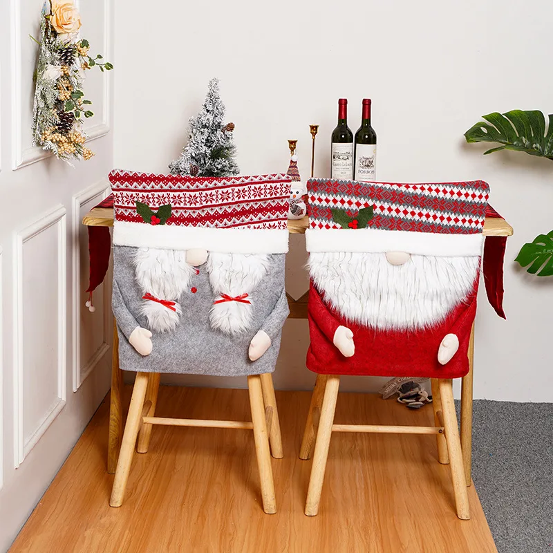 

Christmas Chair Back Cover Dining Room,Santa Claus Xmas Dinner Chairs Cover,Chair Slipcover,Kitchen Hotel Holiday Party Decor