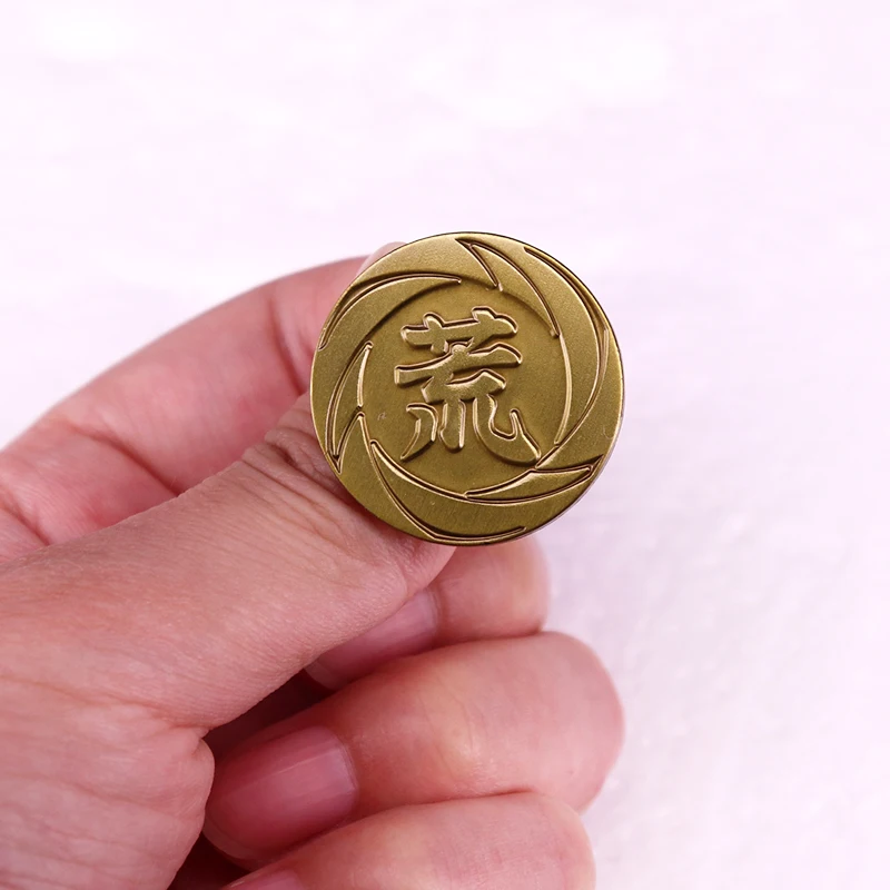 Винтажная эмалированная брошь-значок с символами в стиле семьи Аракава