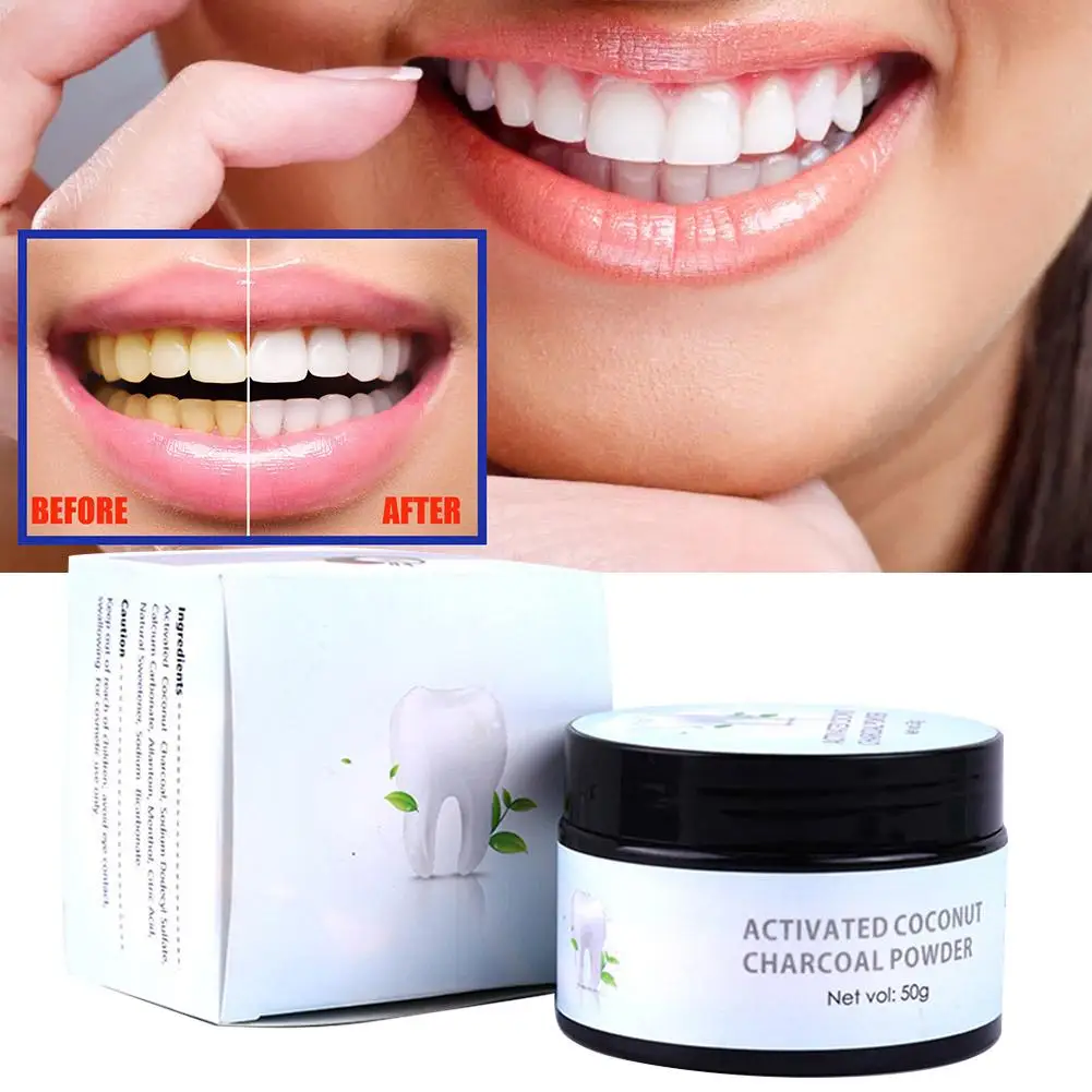 

Whitening Tooth Powder Activated Carbon Black Coconut Care Soda 50g Organic Products Enzyme Tooth Shell X3C1