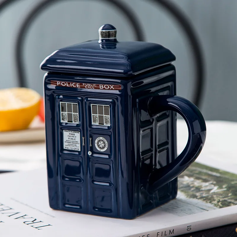 Mug Funny Ceramic Coffee Tea Cup With Spoon Gift Box In Blue And Milk Drinks Breakfast Cup