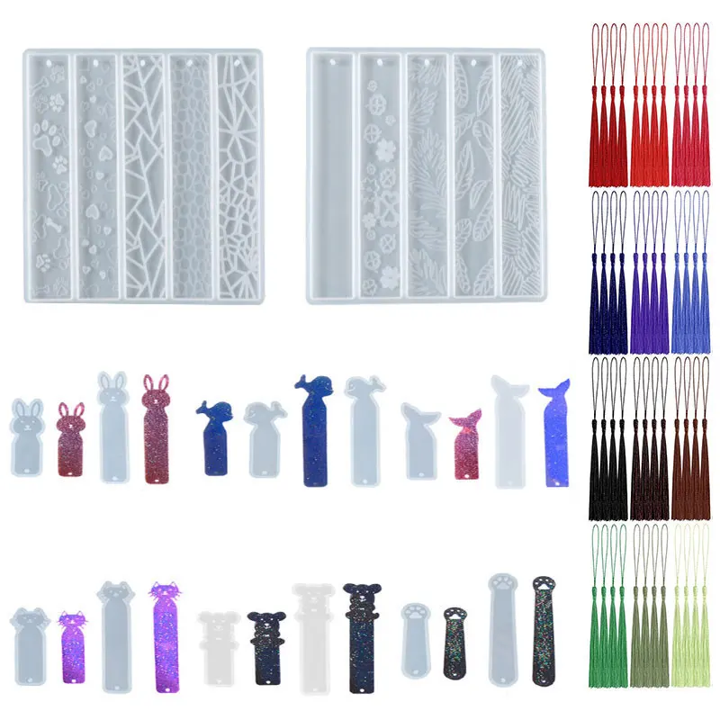 

Full page rectangular bookmark silicone mold fishtail shaped bookmark casting mold DIY epoxy resin process jewelry production