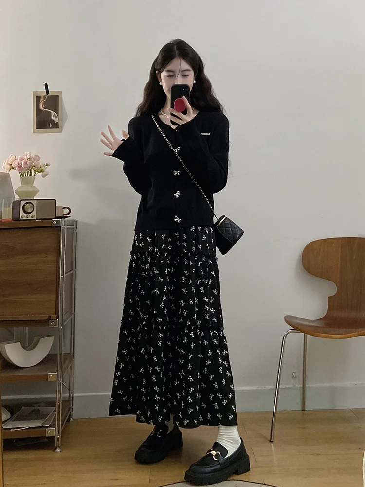 Корейская серия с полным комплектом осенне-зимней одежды Вязаный кардиган