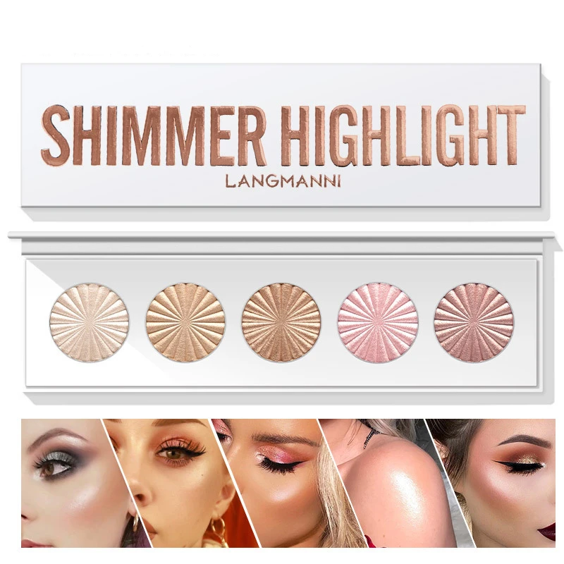 

5 Highlighter Facial Bronzers Palette Makeup Glow Face Contour Shimmer Powder Illuminator Highlight Cosmetics makeup pallet