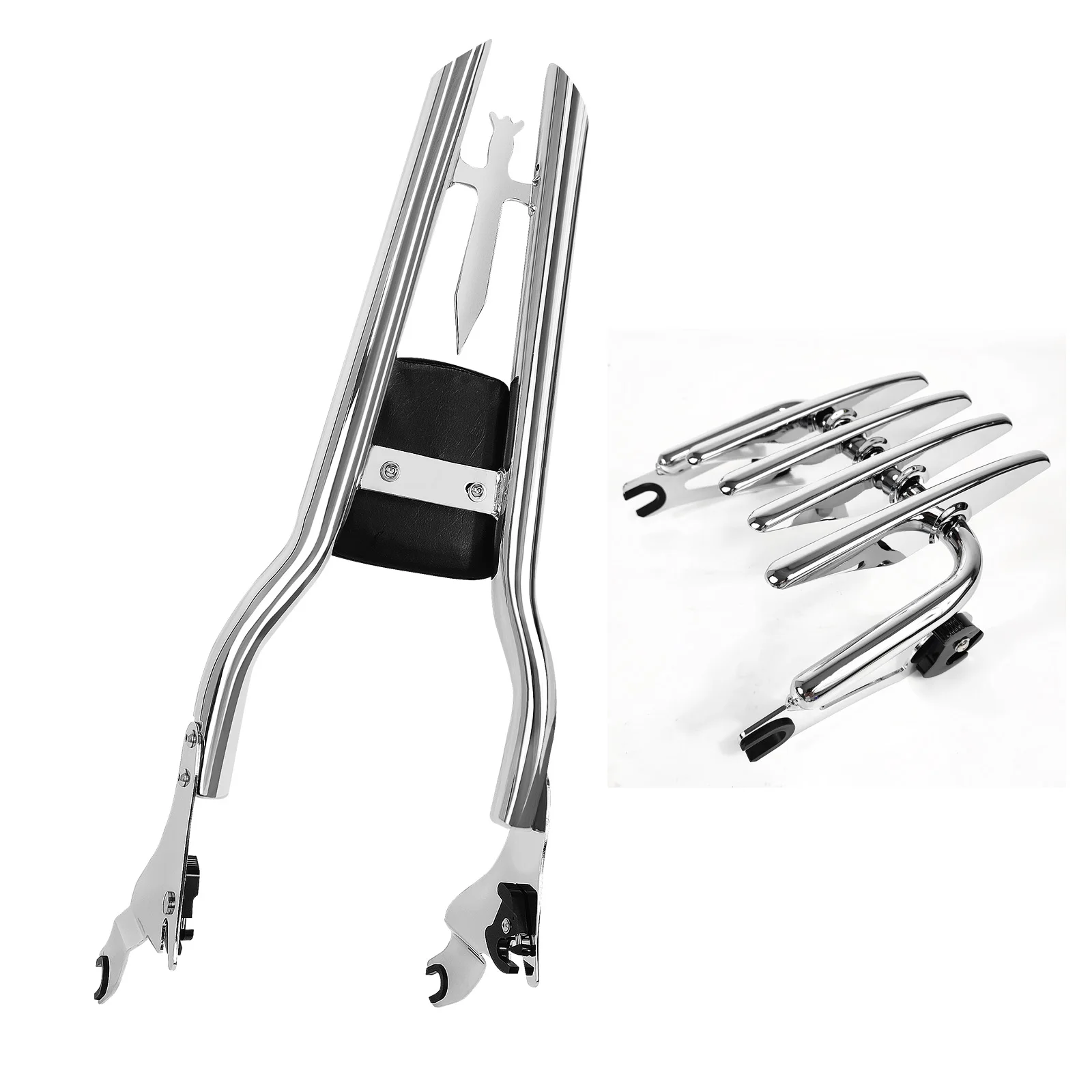 Фото Задняя спинка и багажник для мотоцикла Sissy Bar для Harley Touring 2009-2025 Road King Glide CVO Utrla Limited FLTRX FLHTK №2