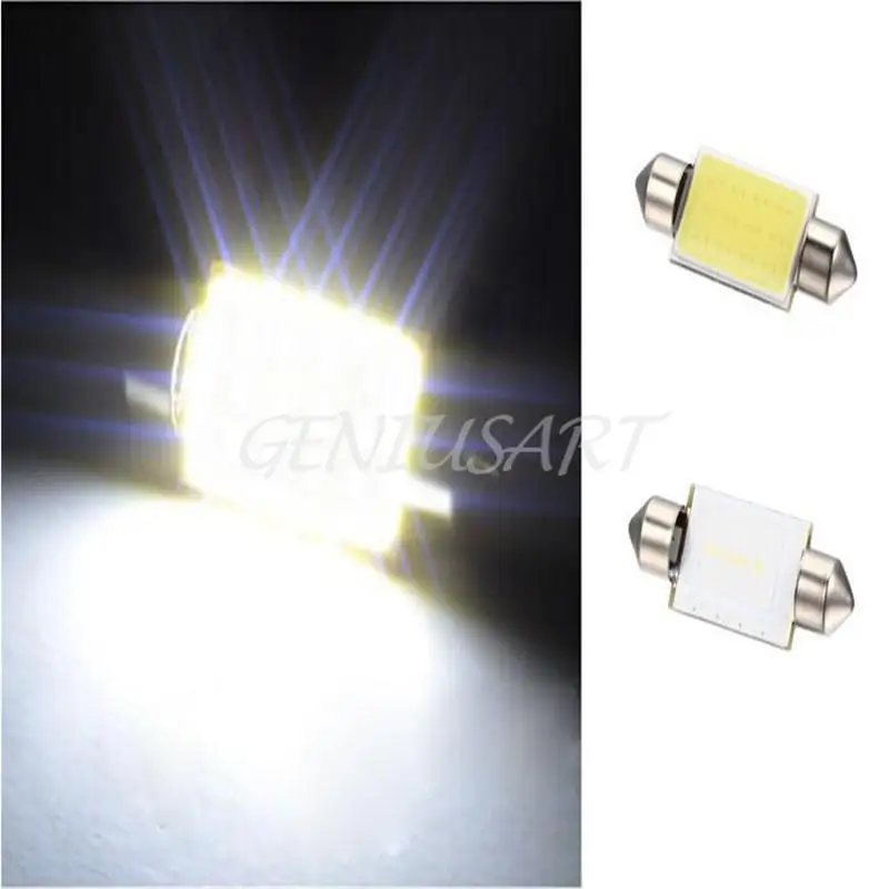 2шт белая 31мм 12SMD Cob светодиодная гирлянда для освещения купола автомобиля