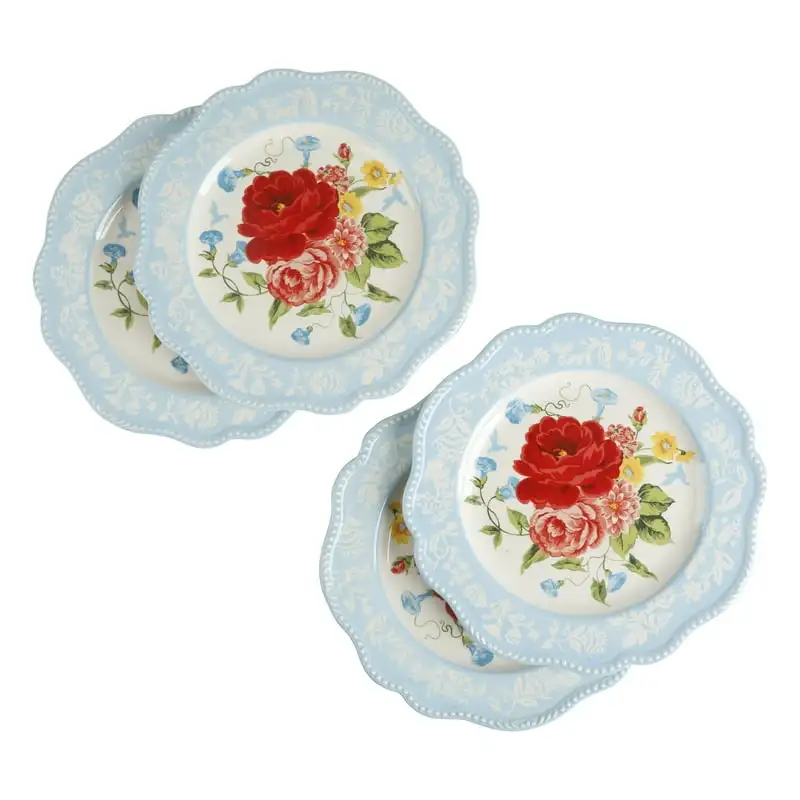 

Rose 10.98-Inch Scalloped Dinner Plates, 4-Pack
