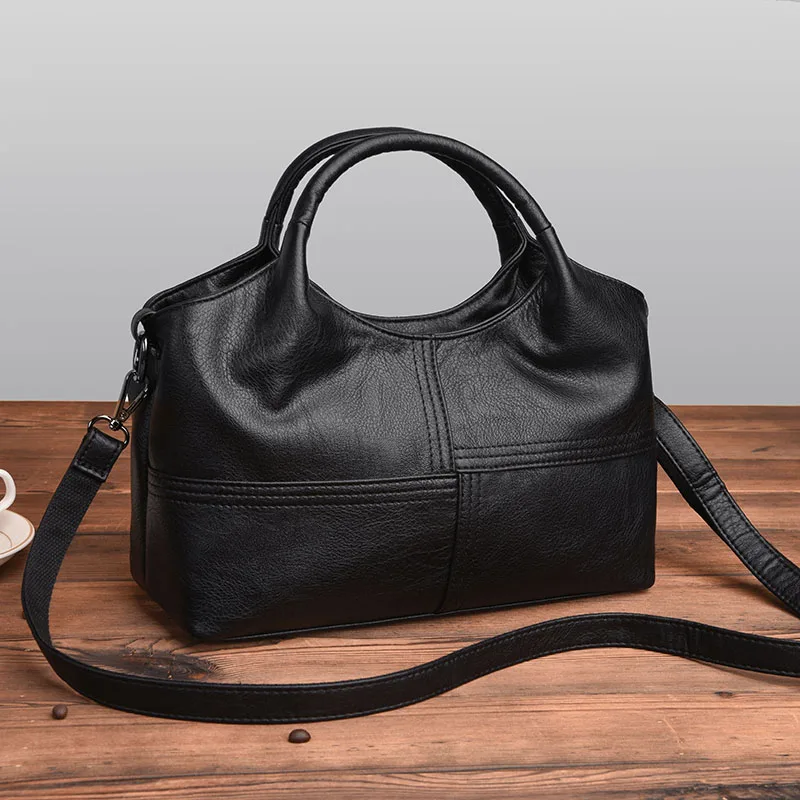 

Новинка 2023, Вместительная женская сумка-тоут, легкая модная подходящая ко всему черная сумка из мягкой кожи для мам, женская сумка