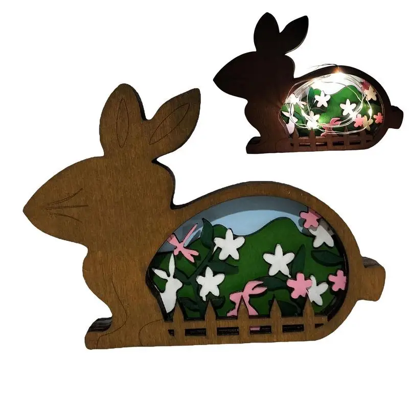 

2023 Happy Easter Decorations Wooden Easter Rabbit Led Night Light Bunny Easter Party Decor Supplies Party Favor Kids Gift