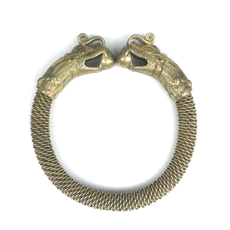

Old Chinese Tibet Silver Carving Dragon Handmade wire Exquisite Bracelet gift