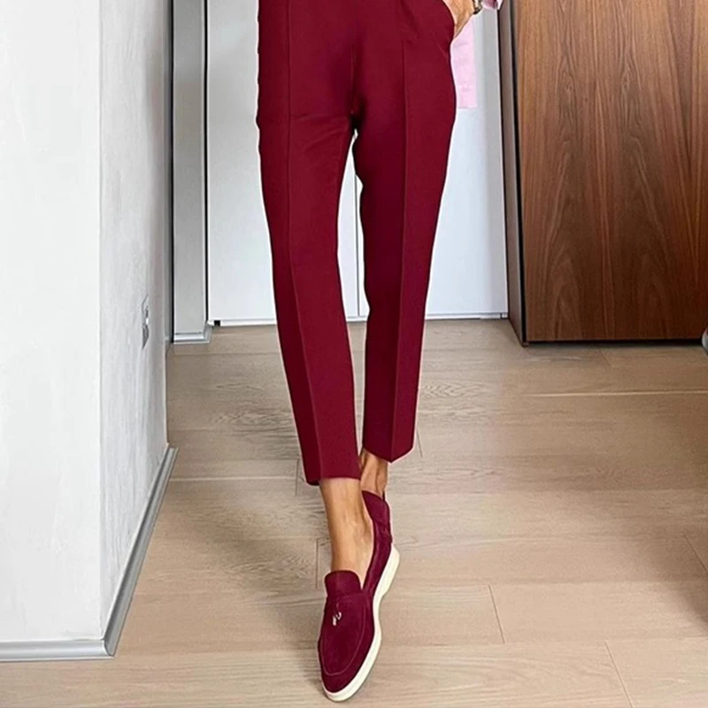 Black Red Trendy LP Women Loafers Suede Moccasins Woman Flat Shoes Slip Femme Casual Summer Walk Shoes Ladies Plus