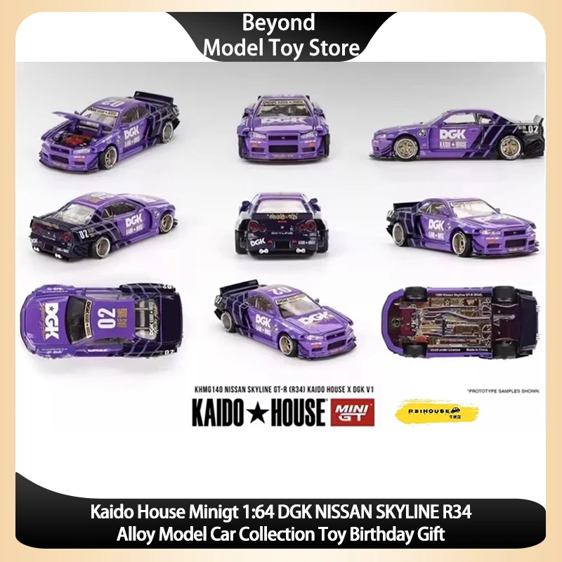 Kaido House Minigt 1:64 DGK NISSAN SKYLINE R34 модель автомобиля из сплава коллекция игрушек подарок