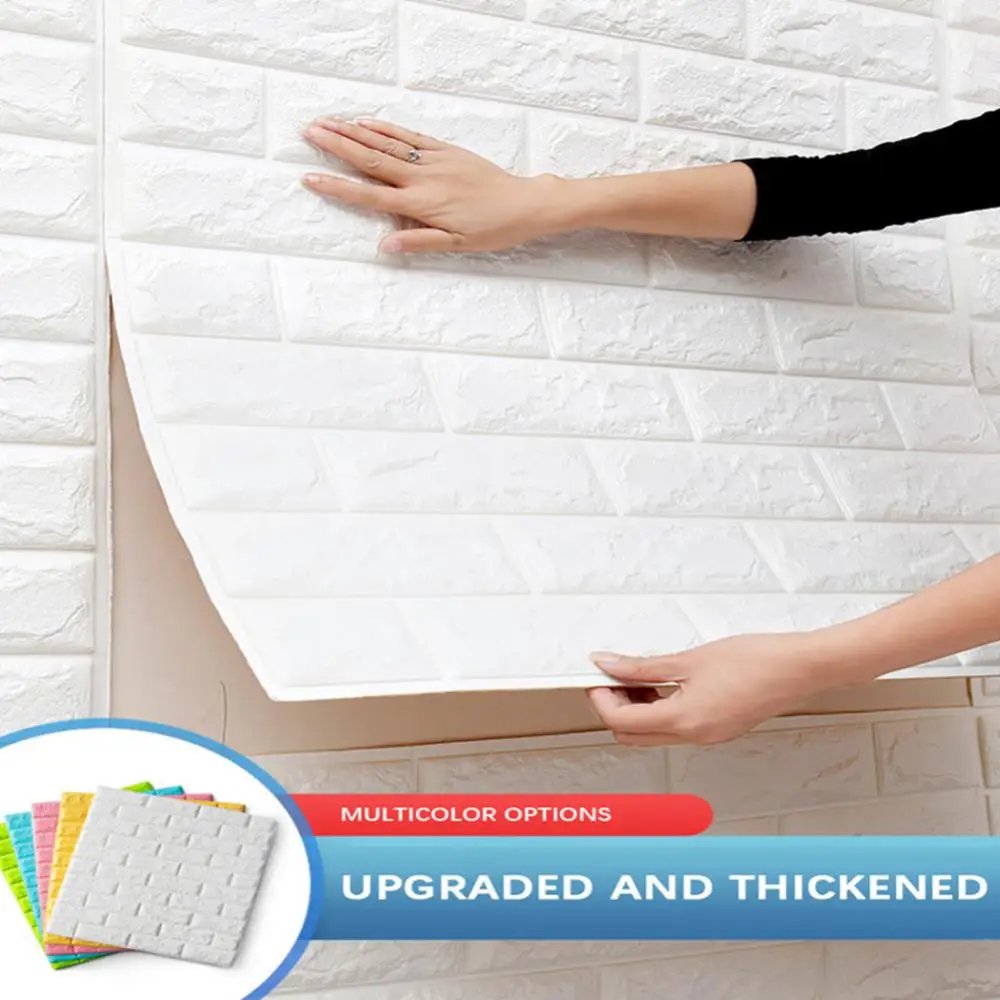

12PCS Self Adhesive Foam Wallpaper Waterproof 3D Brick DIY Wallpaper Wall Decor Wall Sticker Living Room Mural Decorative