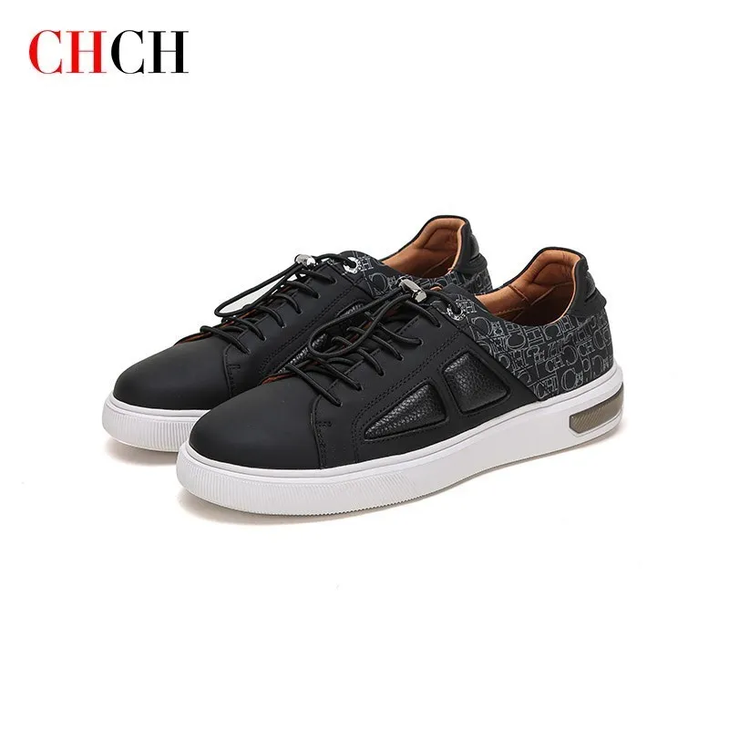 

CHCH Men Shoes Genuine Leather Brand Casual Walking Shoes For Men Laces Up Summer Breathable Luxury Original Black Formal