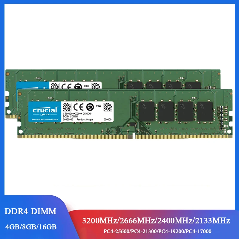 

Crucial RAM 16GB 8GB DDR4 3200MHz 2666MHz 2400 2133 MHz Desktop Memory 1.2V 288 Pins DDR4 DIMM RAM Compatible With Intel and AMD