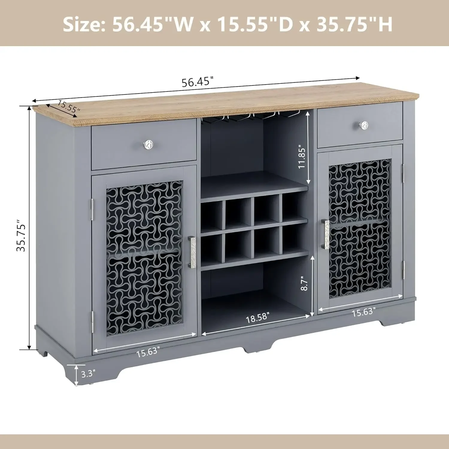 Современный фермерский кофе-бар буфет для хранения вещей стол со стеклянными