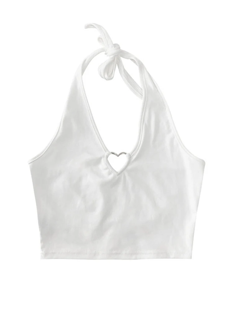 Женская майка с открытой спиной ArtSu Белый спортивный топ в рубчик вырезом форме