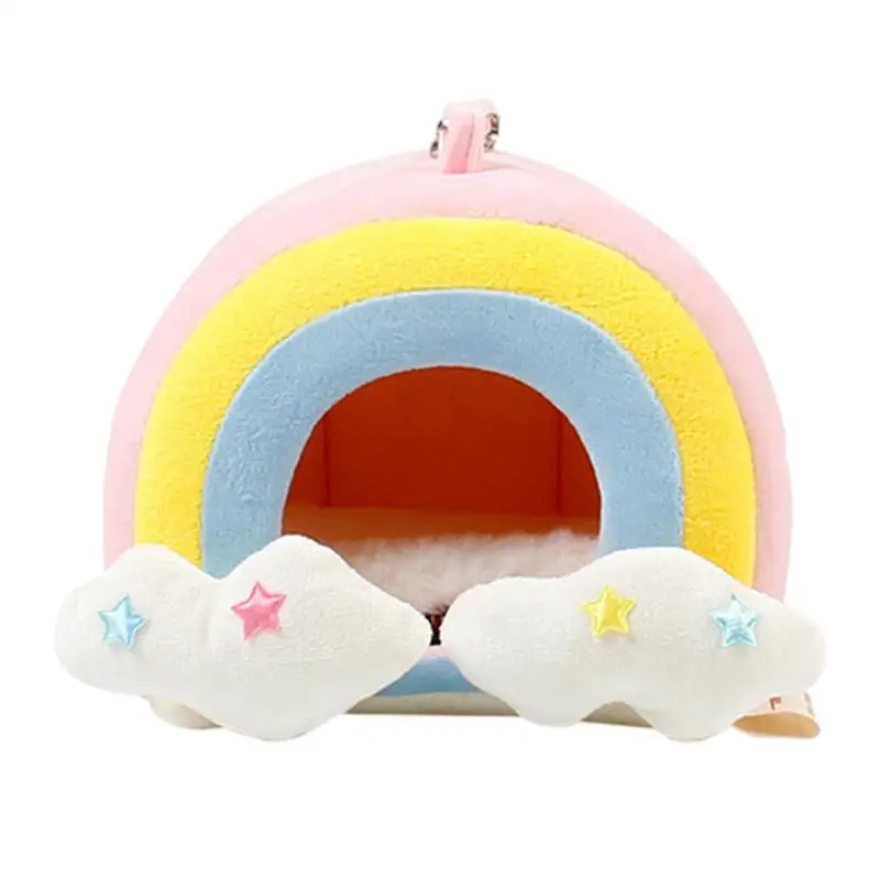 

Hamster Rainbow Nest Soft Hamster House Bed Hedgehog Rabbit Chinchilla Habitat Mini House Playing Sleeping Detachable For