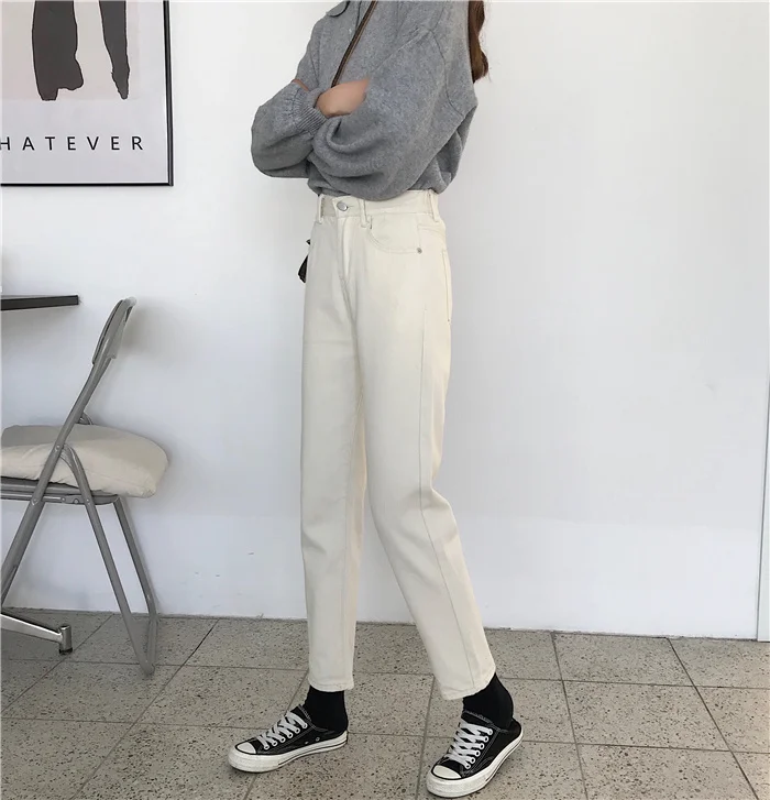 

N1588 Jeans women's straight loose loose spring new year new high-waist slim cropped trousers