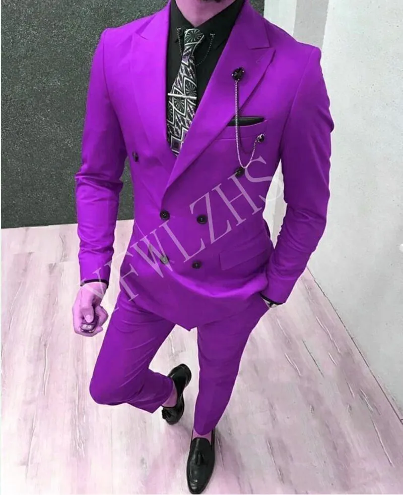 

Customize Groom Tuxedos Double-Breaste Men's Suit Jacket Blazers Halloween Costume Elegant For Luxury Man Suit's For Wedding 005