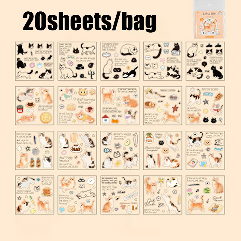 

20 шт. Квадратных Наклеек Угловые Кошки Mr.Paper