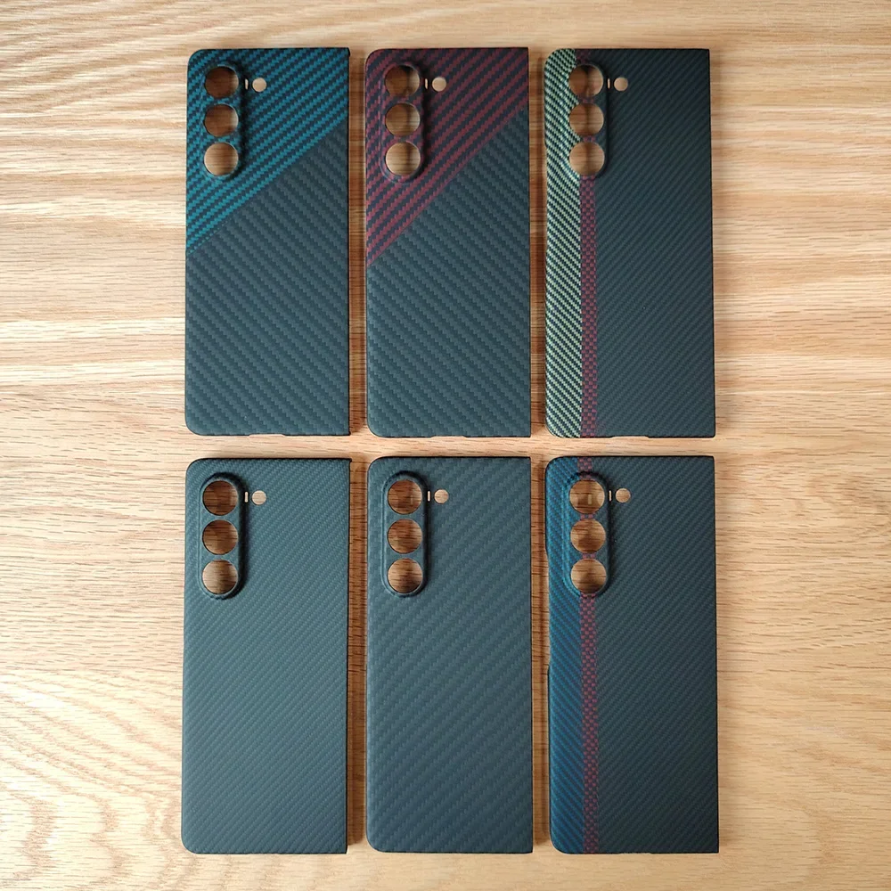 HKNA черный чехол для Samsung Z Fold 5 маленькое отверстие кевлар Арамид углеродное