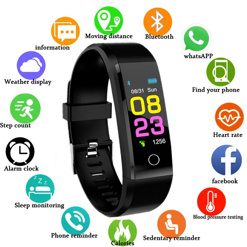 

ID115 PLUS Screen Smart Bracelet Sports Pedometer Watch Fitness Running Walking Tracker Heart Rate Pedometer Smart Band Hot Sale