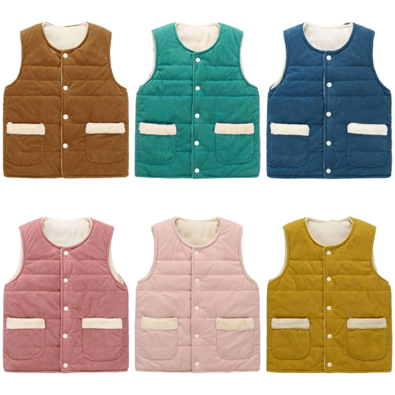 Осенне-зимний Детский Плюшевый Жилет Унисекс Коралловая Бархатная Куртка Модный