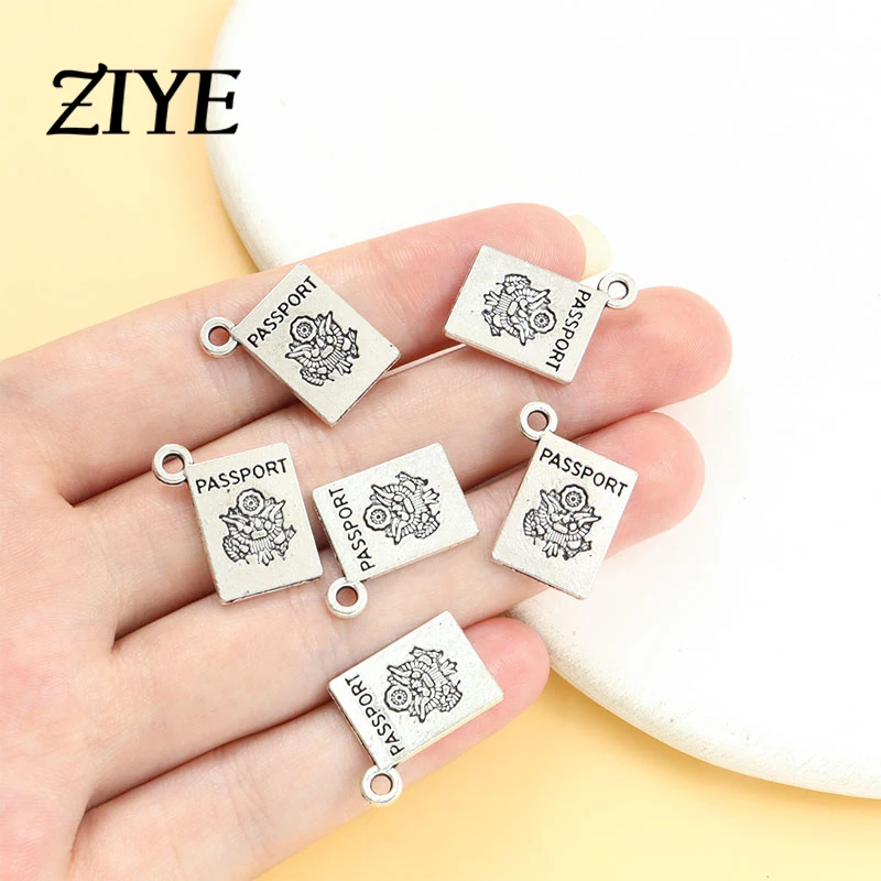 

10pcs Creativity PASSPORT Pattern Alloys Charms Silver Color Rectangular Metal Pendants for Making Jewelry DIY Accessories Gifts
