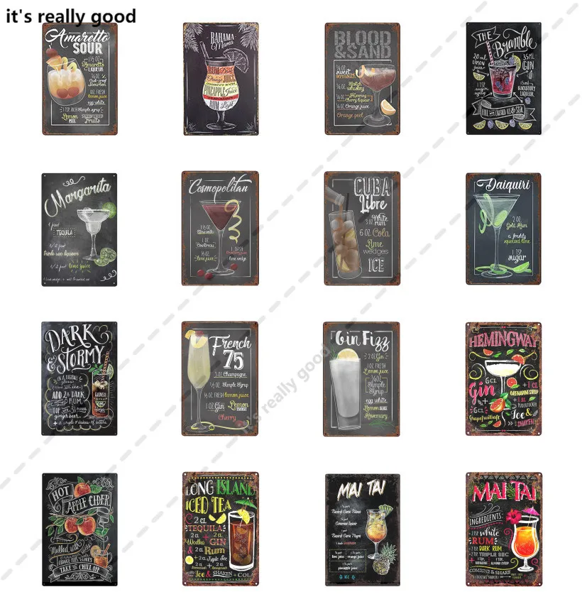 

Drink Cocktail Metal Poster - Metal Wall Decorative Plate Sign 20x30cm