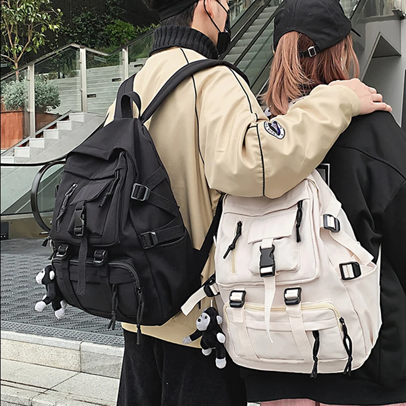 

Unisex Backpack Black Academy Style Women's And Men's Nylon Backpack Large Capacity Multi Pocket Design Youth Fashion Backpack