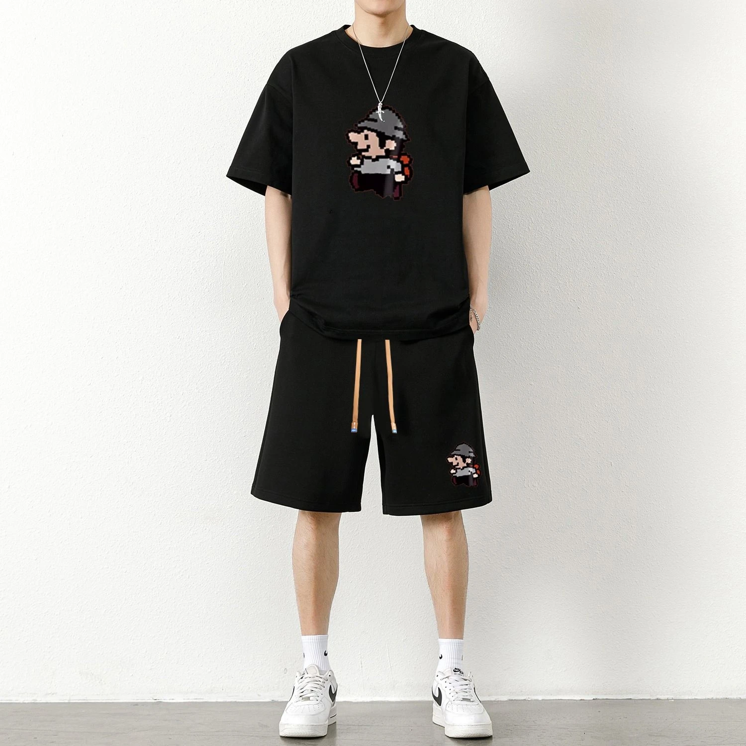 

Man Shorts Sets Luxury Summer Fashion Game Character Print Casual Cotton Breathable Women's Sweat-shirt Men's Clothing